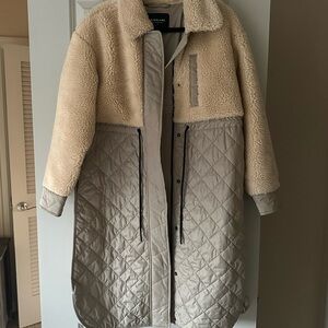 Everlane Cream and Gray Teddy Jacket